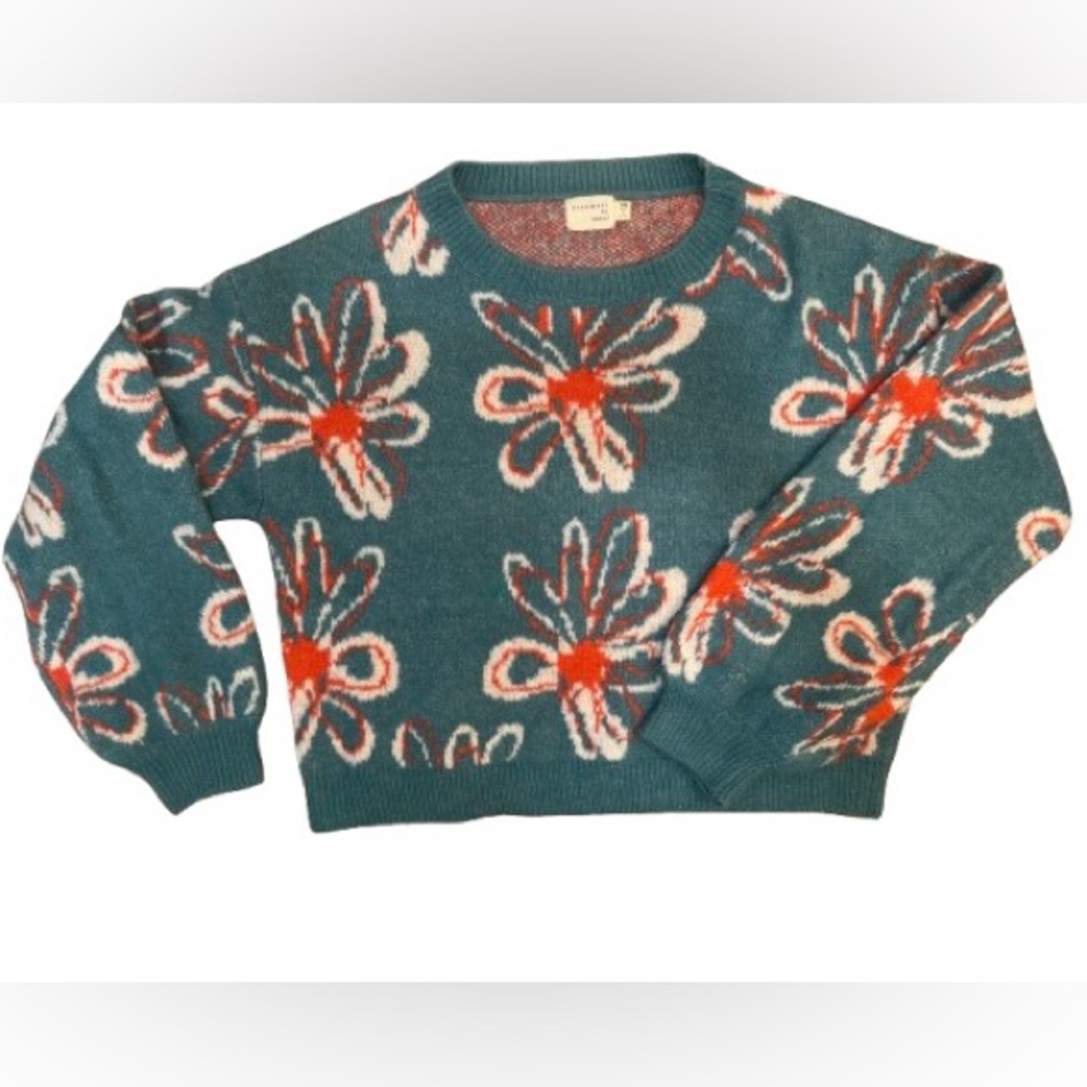 Floral Teal Sweater